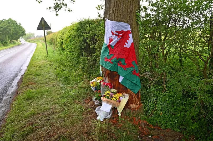 Tributes left at the scene of the fatal crash