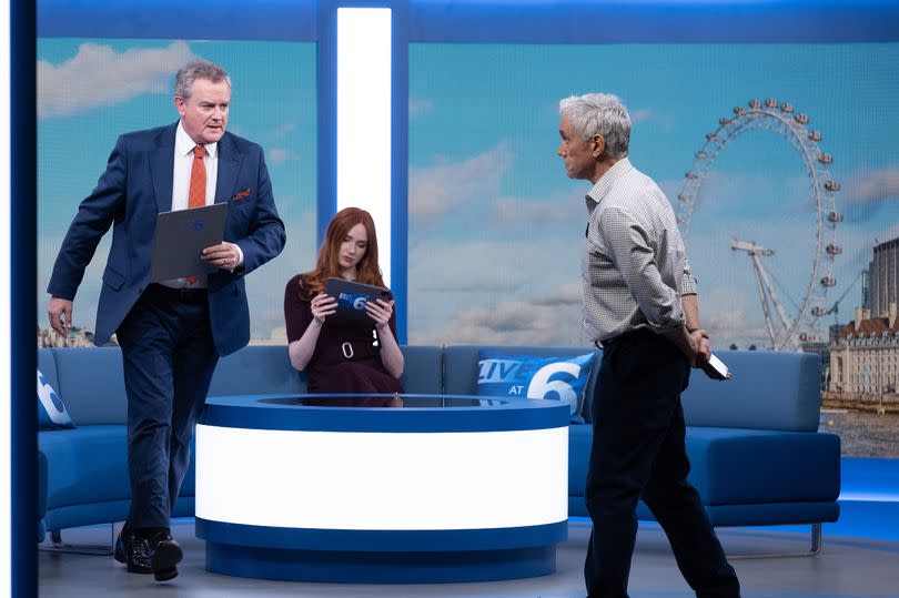 Hugh Bonneville as Douglas, Karen Gillan as Madeline and Ben Miles as Toby