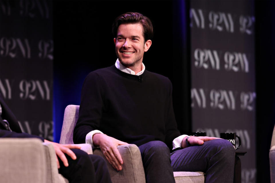 John Mulaney speaks onstage during 'John Mulaney in Conversation with Fred Armisen' at 92NY on May 31, 2023 in New York City. 