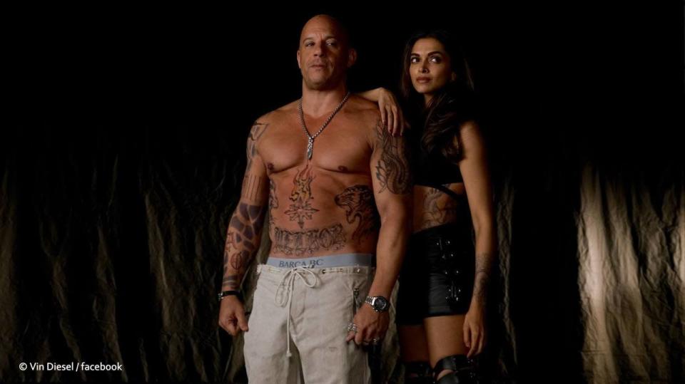 Deepika Padukone as Serena the huntress, along with Xander Cage (Vin Diesel) during the filming of xXx sequel.