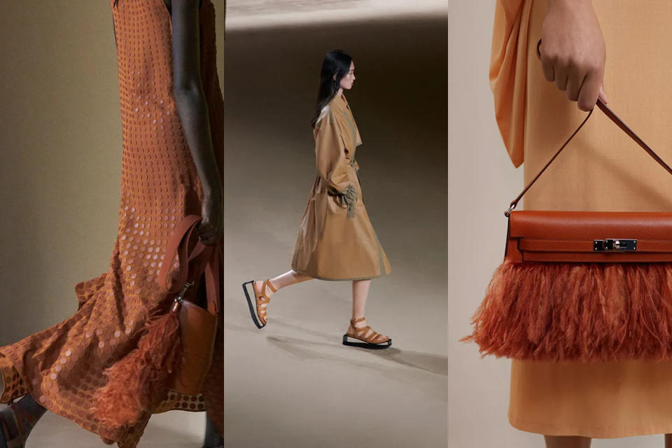 PFW：折射出沙丘的無窮景色！Hermès 剪下帳篷碎片，為 Kelly Bag 鋪上仙氣羽毛