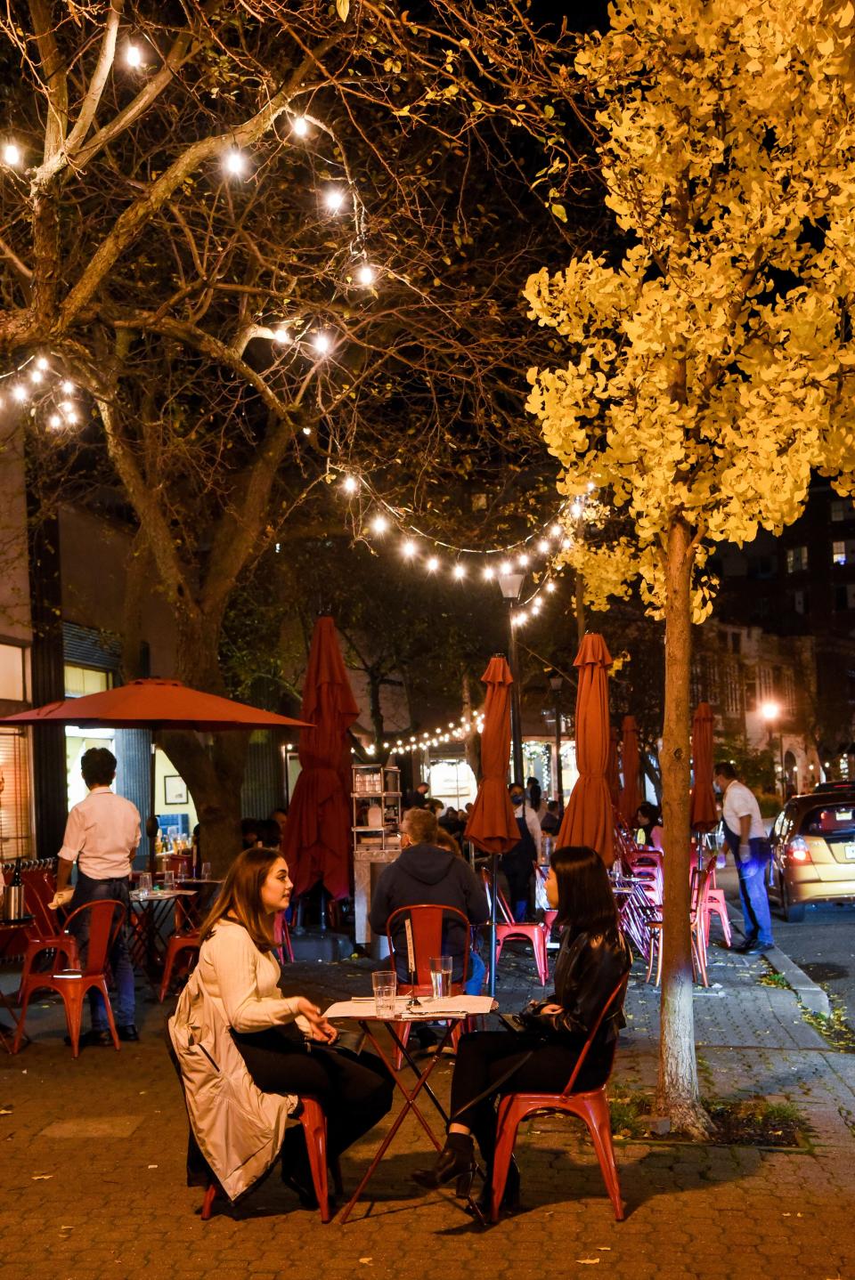 Outdoor dining on Church Street in Montclair on Saturday November 7, 2020.