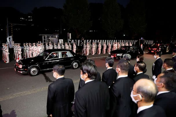 PHOTO: A vehicle carrying the remains of former Prime Minister Shinzo Abe leaves a state funeral at the Nippon Budokan in Tokyo, Japan, Sept. 27, 2022.  (Kiyoshi Ota/Pool via Reuters)