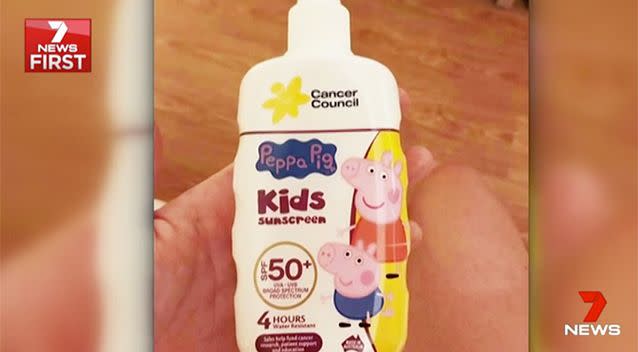 The parents claim they used this Cancer Council approved sunscreen. Source: 7 News