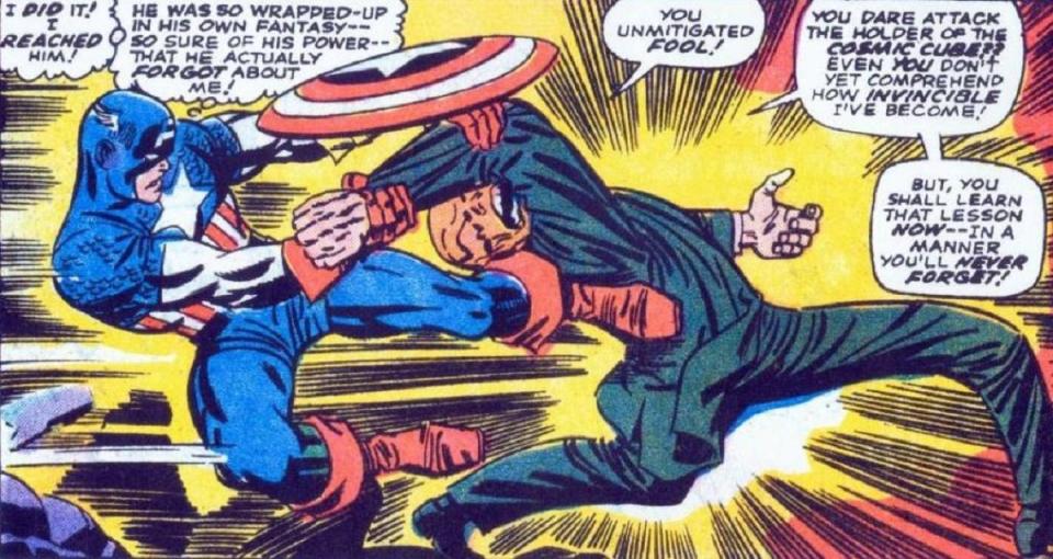 Captain America punches the Red Skull