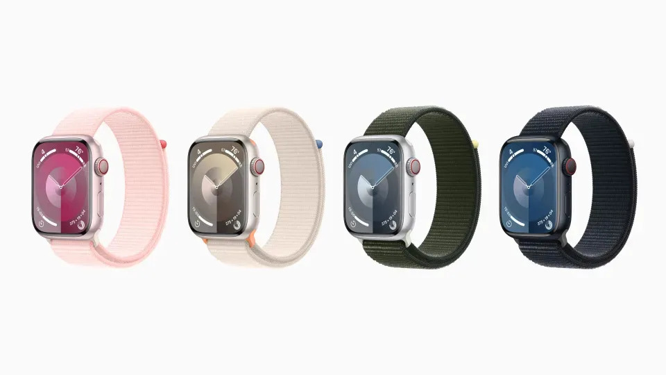Apple Watch Series 9有粉色、銀色等不鏽鋼錶殼可供選擇。圖／取材自蘋果