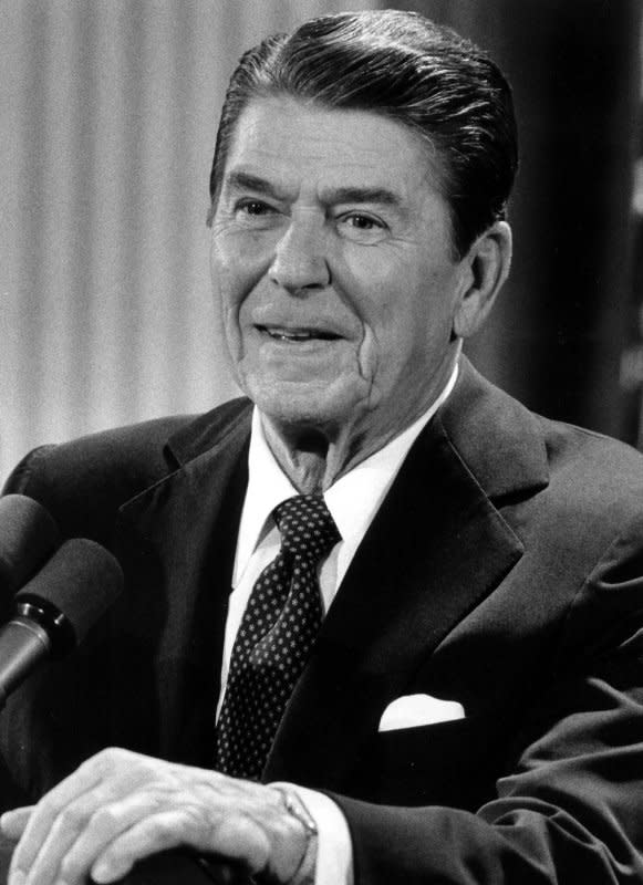 On March 23, 1983, President Ronald Reagan called for the development of an anti-missile defense system to protect the United States from potential nuclear attacks. The Strategic Defense Initiative was dubbed "Star Wars" by some. File Photo by Rich Lipski/UPI