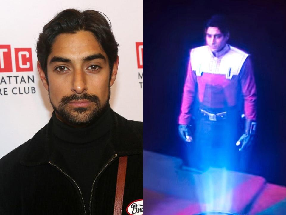 Eman Esfandi poses at the opening night of The Manhattan Theatre Club's production of "The Collaboration" on Broadway, and as Ezra Bridger in "Ahsoka."