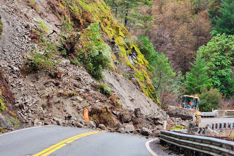 Landslide debris on highway