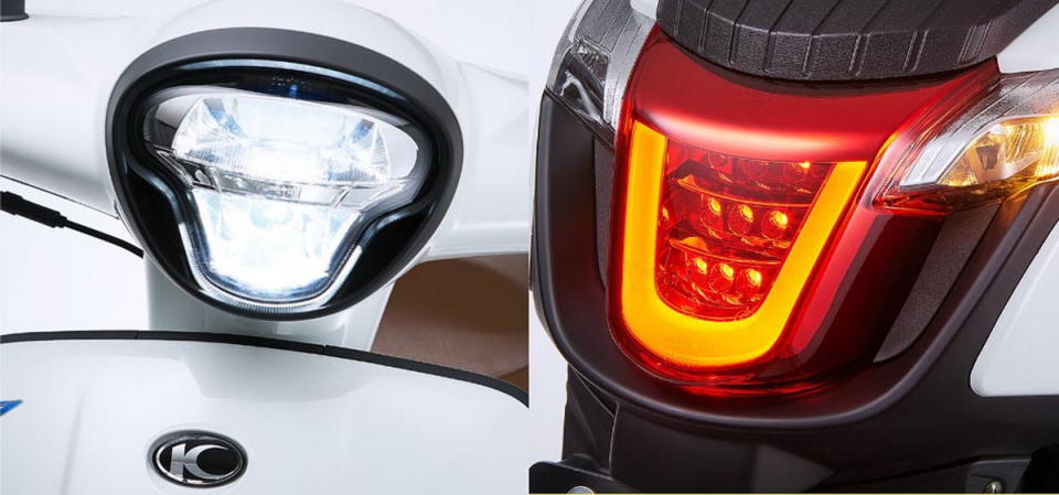 圖／2022 Kymco Like Colombo 150在經典圓形的頭燈造型中，配載反射式高亮度LED照明科技，結合傳統指針與液晶面板的扇形儀錶板，能顯示多樣行車資訊。
