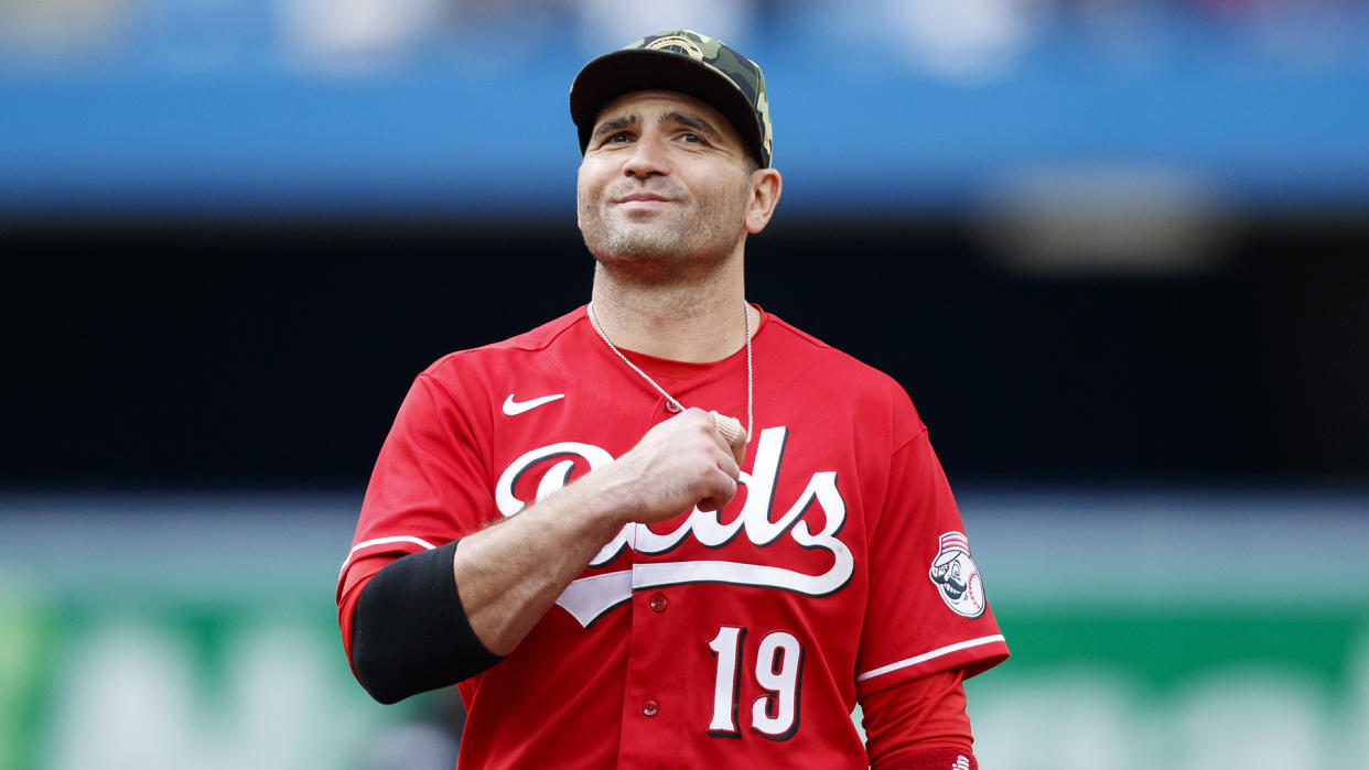 Joey Votto to the Blue Jays? The Reds would reportedly consider a deal if the franchise icon asked to be moved to Toronto at the trade deadline. (Photo by Cole Burston/Getty Images)