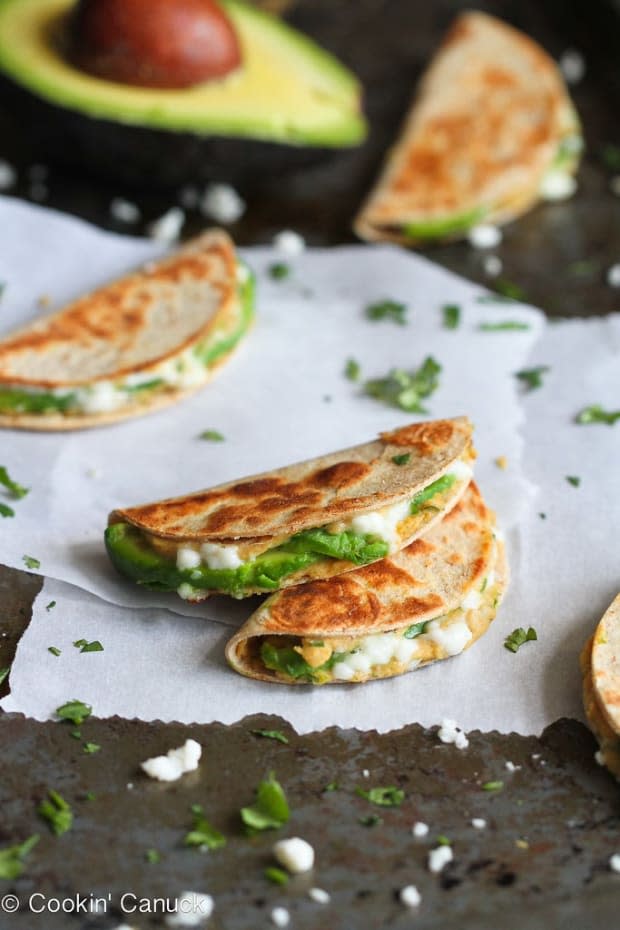 <p>This mini quesadilla recipe will make snack time fun (and healthy!) Stuffed with <a href="https://parade.com/1377719/parade/hummus-recipe/" rel="nofollow noopener" target="_blank" data-ylk="slk:hummus;elm:context_link;itc:0;sec:content-canvas" class="link ">hummus</a> and <a href="https://parade.com/1115442/parade/avocado-recipes/" rel="nofollow noopener" target="_blank" data-ylk="slk:avocado;elm:context_link;itc:0;sec:content-canvas" class="link ">avocado</a>, they’re a breeze to make!</p><p><strong>Get the recipe: <a href="https://www.cookincanuck.com/mini-avocado-hummus-quesadilla-recipe-healthy-snack/" rel="nofollow noopener" target="_blank" data-ylk="slk:Mini Avocado Hummus Quesadilla;elm:context_link;itc:0;sec:content-canvas" class="link "><em>Mini Avocado Hummus Quesadilla</em></a></strong></p><p>Cookin' Canuck</p>