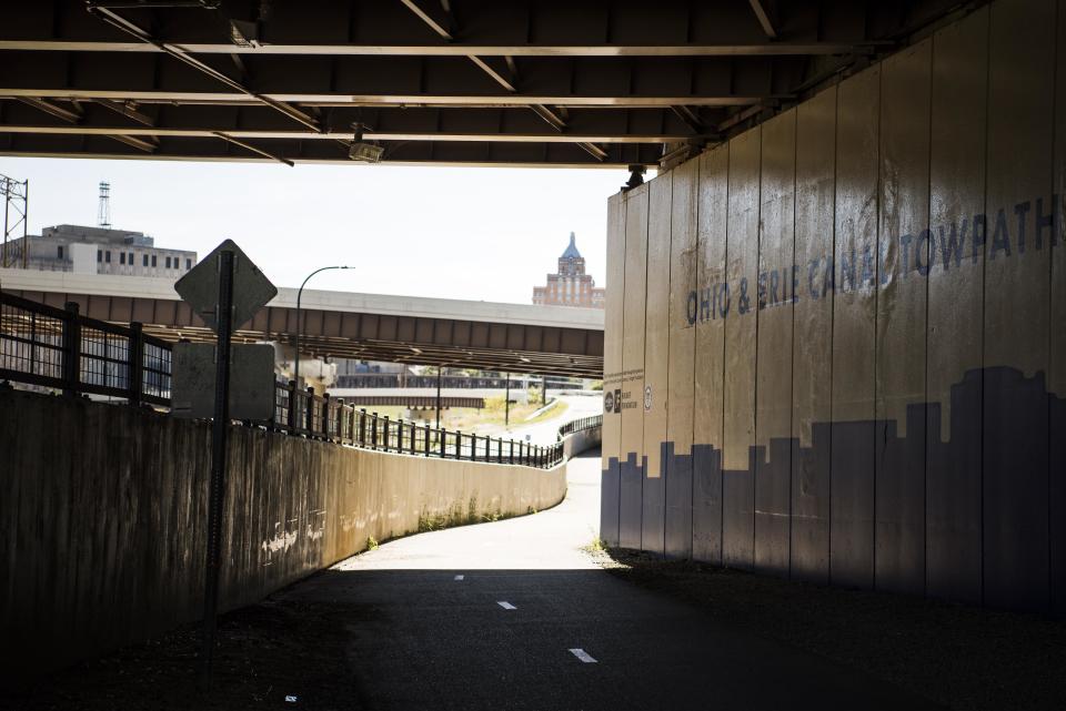 The Ohio &amp; Erie Canal Towpath Trail winds past downtown.