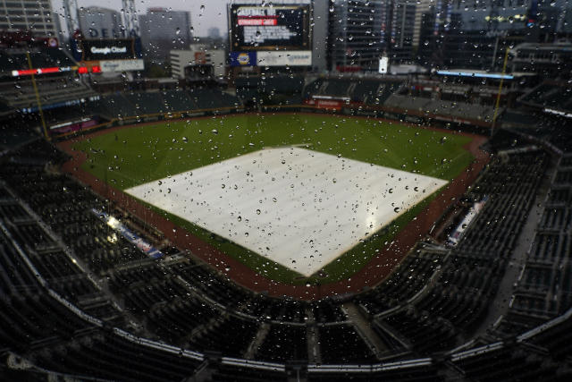 ATLANTA, GA - APRIL 09: An overview of the Truist Park center field  scoreboard prior to the Atlanta Braves 2021 season home opener against the  Philadelphia Phillies on April 09, 2021 at