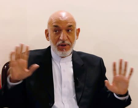 Former Afghan president Hamid Karzai speaks during an interview in Kabul, Afghanistan September 13, 2016. Picture taken on September 13, 2016.REUTERS/Omar Sobhani