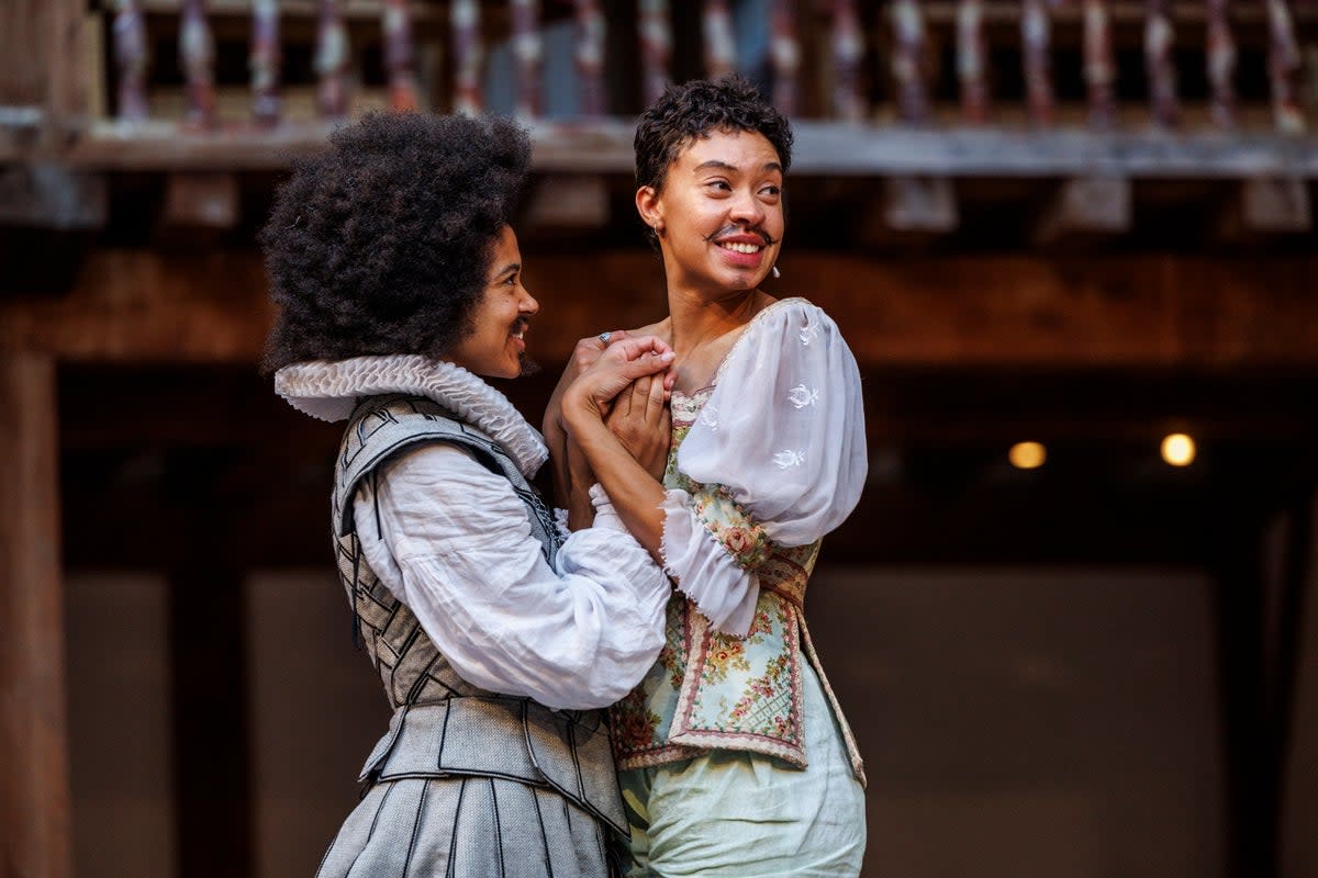 Isabel Adomakoh Young and Nina Bowers in As You Like It (Ellie Kurrtz)