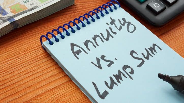 People with a retirement plan may be able to choose between receiving a lump sum or a series of monthly payments similar to an annuity. 