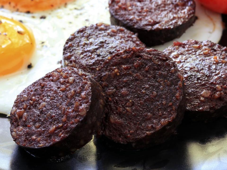 black pudding sausage slices