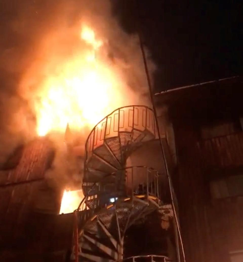 Fire erupts from a building at Courchevel ski resort. (REUTERS)