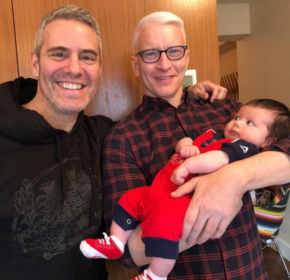 Cooper (right) met Cohen's baby Benjamin. | Andy Cohen/Instagram