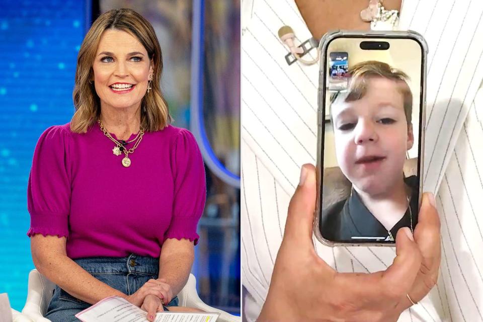 <p>Nathan Congleton/NBC via Getty; Today Show/X</p> Savannah Guthrie and son Charley