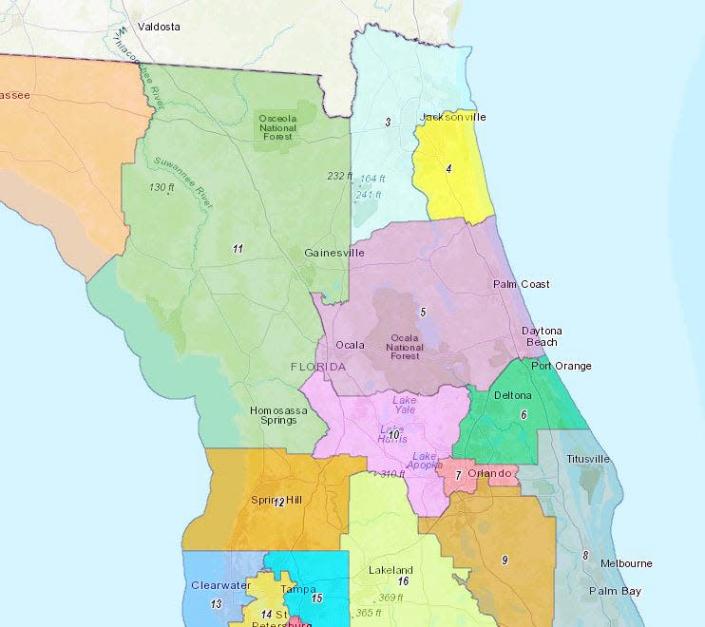 Gov. Ron DeSantis&#39; proposed map of U.S. House districts.