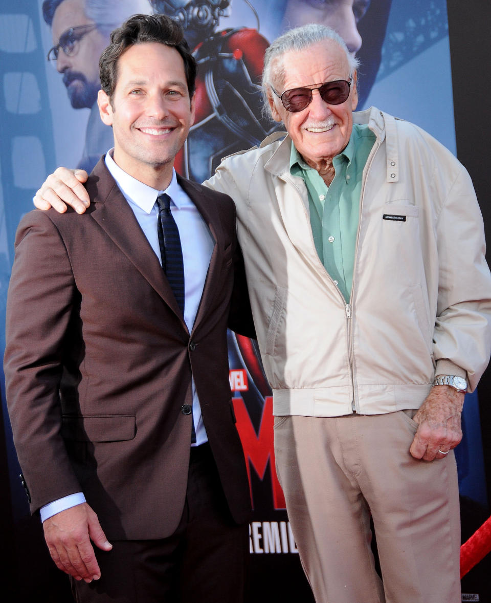 Actor Paul Rudd and Stan Lee attend the Premiere of Marvel's 'Ant-Man' at the Dolby Theatre on June 29, 2015 in Hollywood, California.&nbsp;