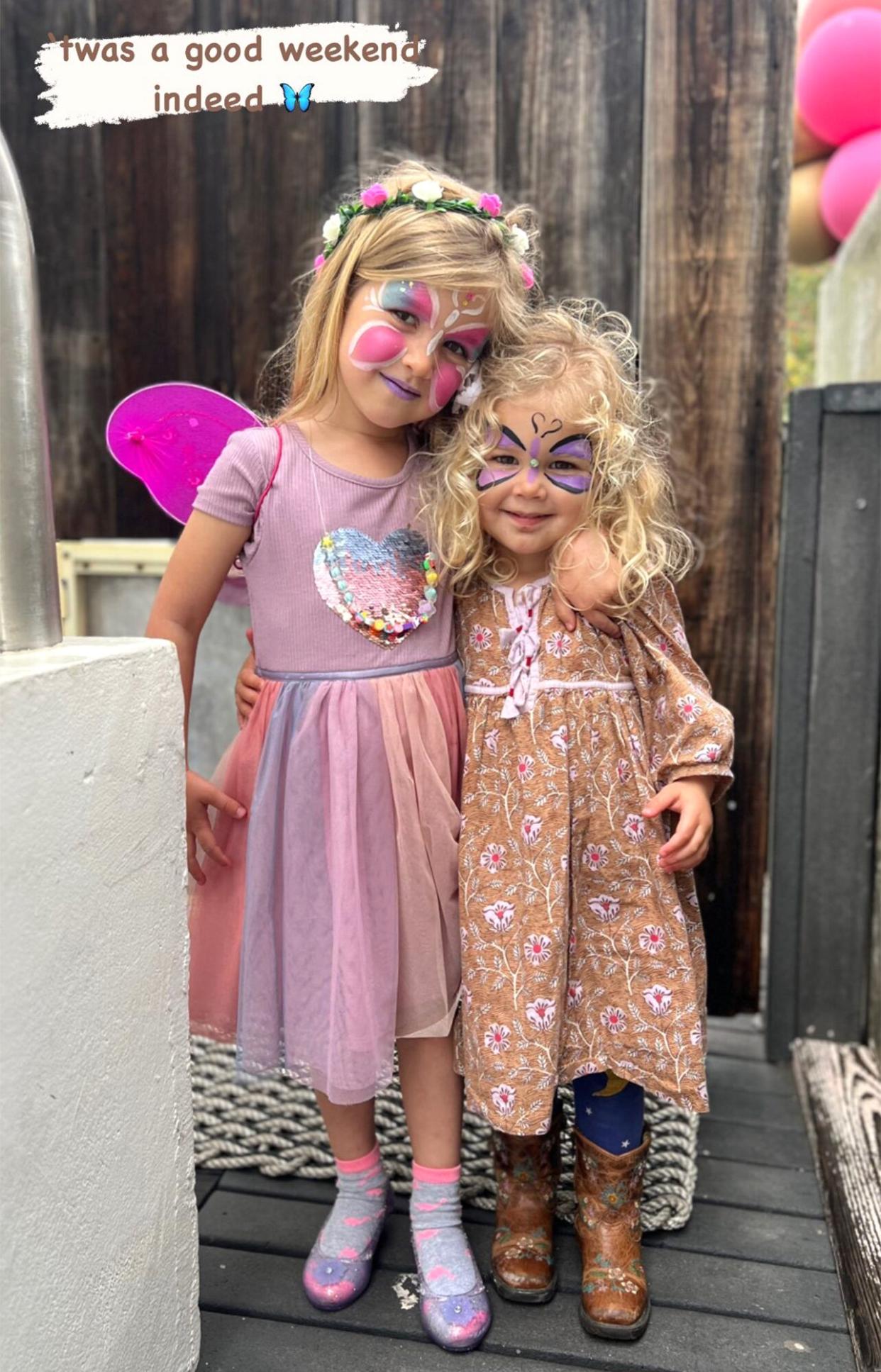 Kathryn Brolin Shows Her Two Daughters with Josh Brolin Sharing a Sweet Moment with Painted Faces