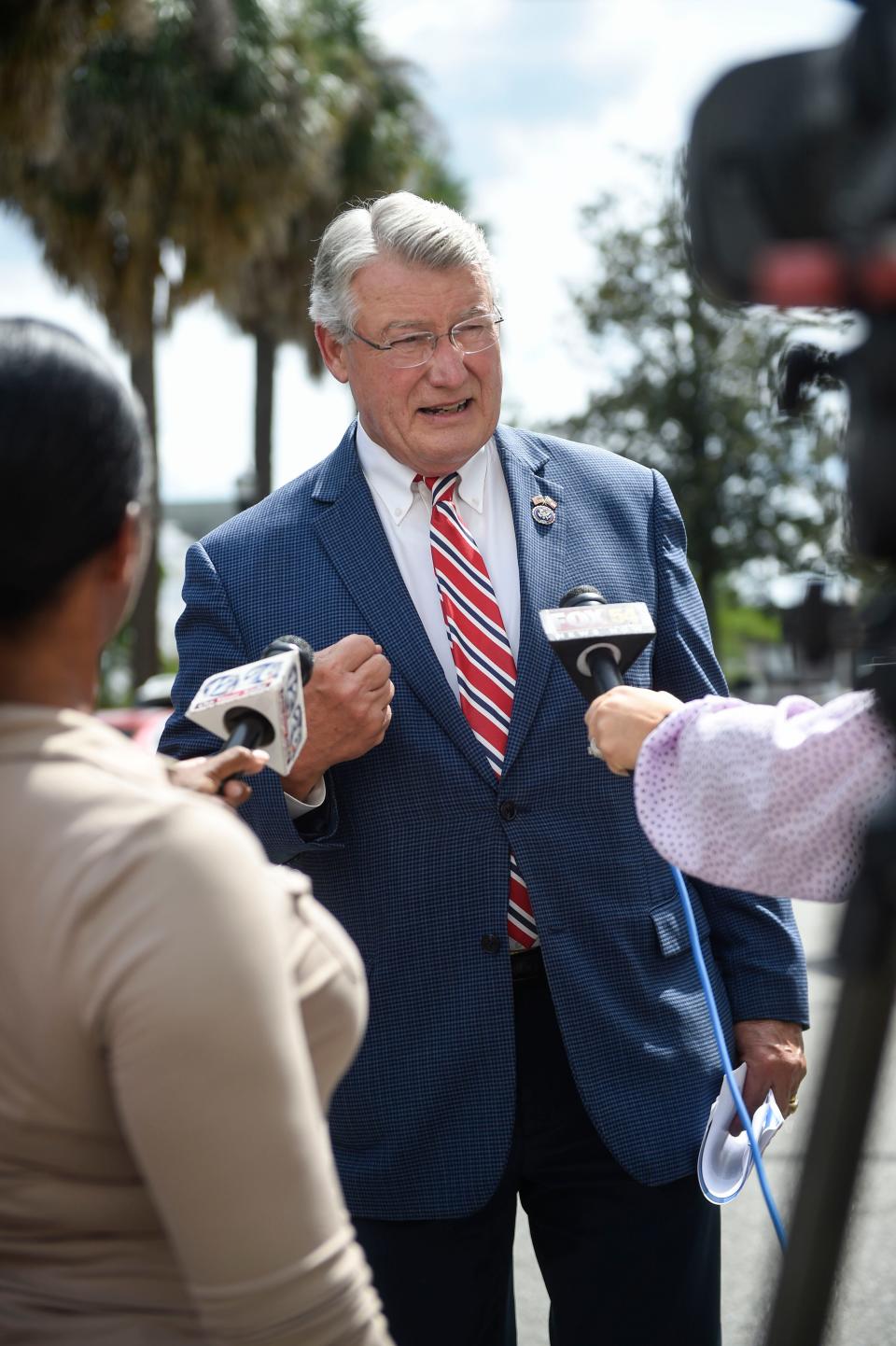 U.S. Rep. Rick Allen speaks to the media after touring Bon Air apartments with HUD on Wednesday, Sept. 7, 2022. In April, Rep. Allen asked HUD to conduct an investigation into the management and living conditions at Bon Air after reports of mold, rats, lack of security, and other problems. 