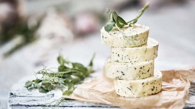 butter slabs with herbs