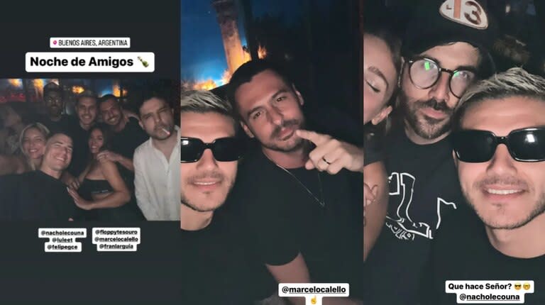 Mauro Icardi volvió a la Argentina y estuvo de fiesta con sus amigos y Floppy Tesouro