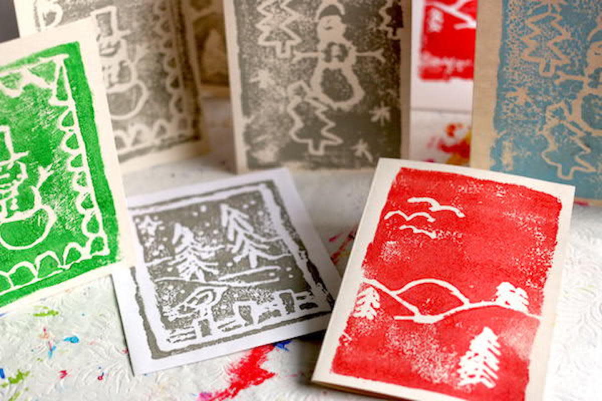 <p>Happy Hooligans</p><p>Your kids can have hours of fun after you help them make their own custom stampers! They can even design one you can use for your family’s Christmas cards. Visit <em><a href="https://happyhooligans.ca/styrofoam-printmaking/" rel="nofollow noopener" target="_blank" data-ylk="slk:Happy Hooligans;elm:context_link;itc:0;sec:content-canvas" class="link rapid-noclick-resp">Happy Hooligans</a></em> for more information.</p>