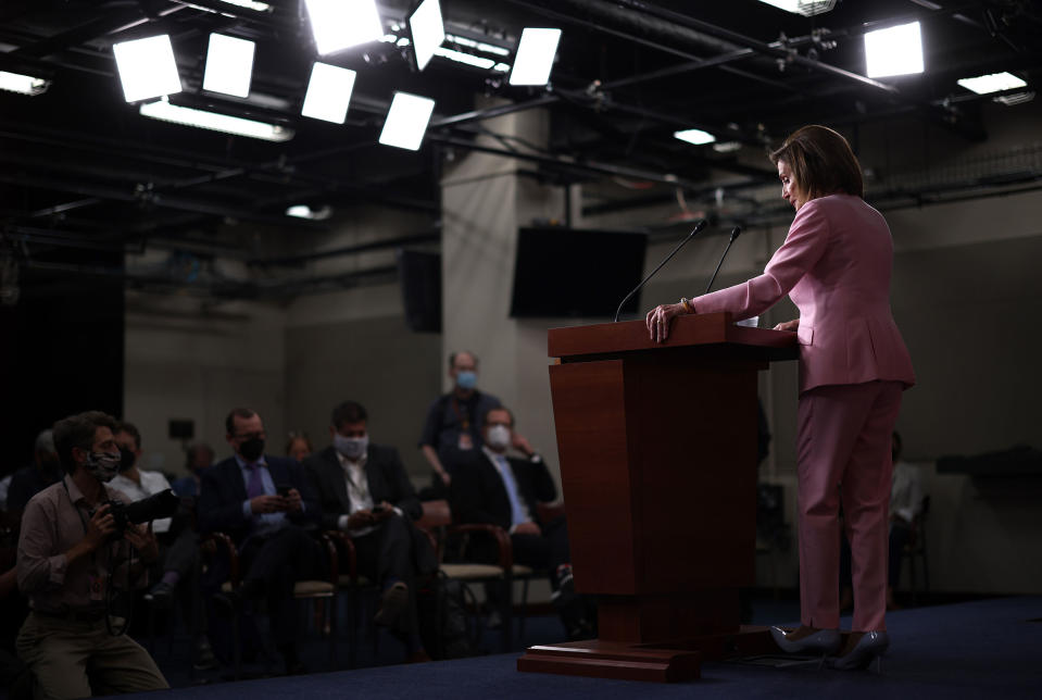 SpeakSpeaker of the House Nancy Pelosi holds her weekly press conference at the Capitol on Aug. 25, 2021.er Pelosi Speaks To The Media In Weekly Press Conference