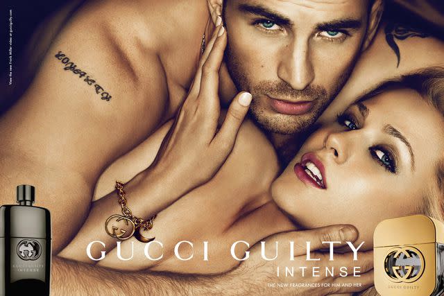 Chris Evans in Gucci campaign with Evan Rachel Wood in 2016.