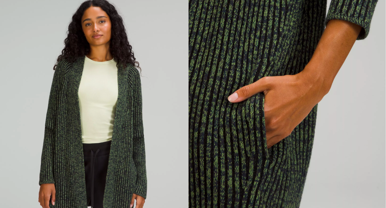 The Lululemon Cotton-Cashmere Blend Sweater Wrap is now $89.