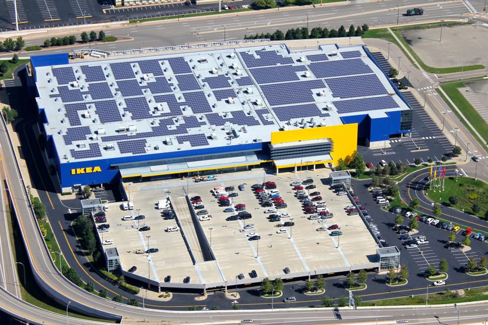 On its path to being “climate positive” by 2030, IKEA is investing in renewable energy solutions like solar panels and wind farms. In 2019, it put 1 million solar panels on 370 of its stores and warehouses.