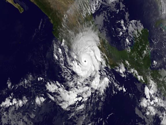 This infrared image of Hurricane Raymond was taken on Oct. 21, 2013, at 1200 UTC/8 a.m. EDT when it was a major hurricane and it was lashing western Mexico.