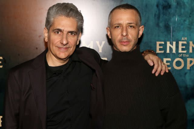 <p>Bruce Glikas/WireImage</p> Michael Imperioli and Jeremy Strong in November 2023