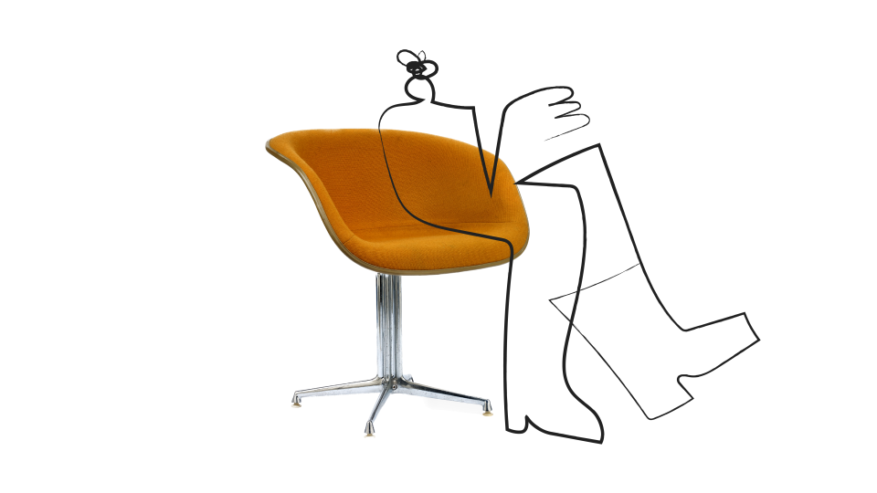 eames chair picture with illustration overlapped