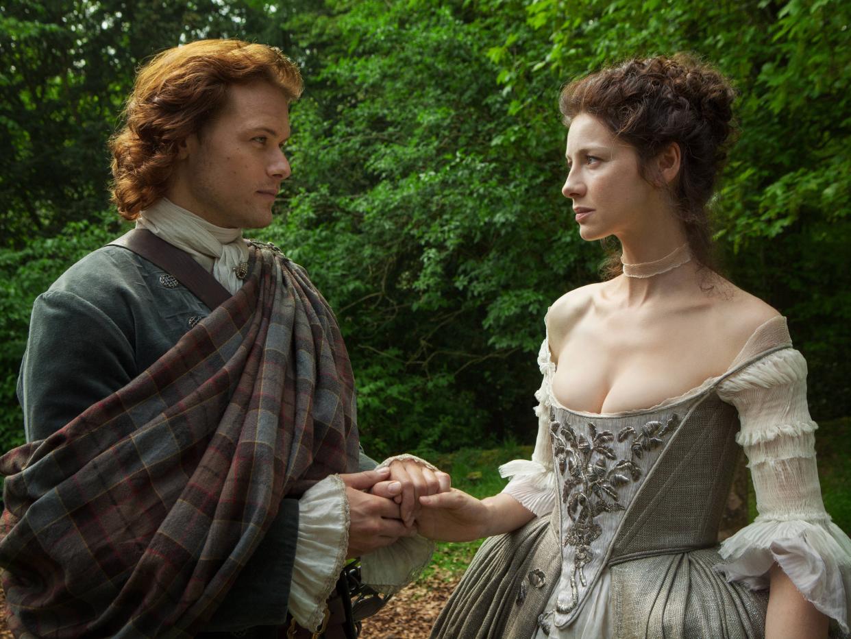 Sam Heughan and Caitríona Balfe in "Outlander" season one.