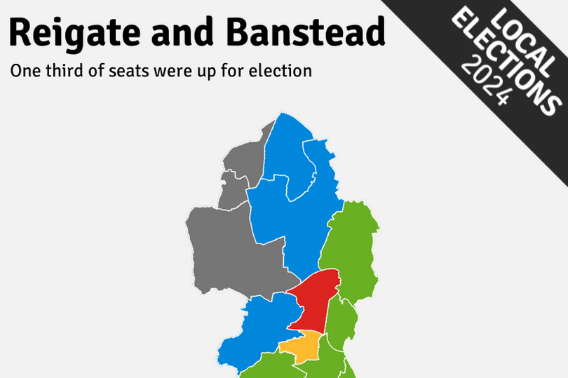 Local Election 2024 results map for Reigate and Banstead