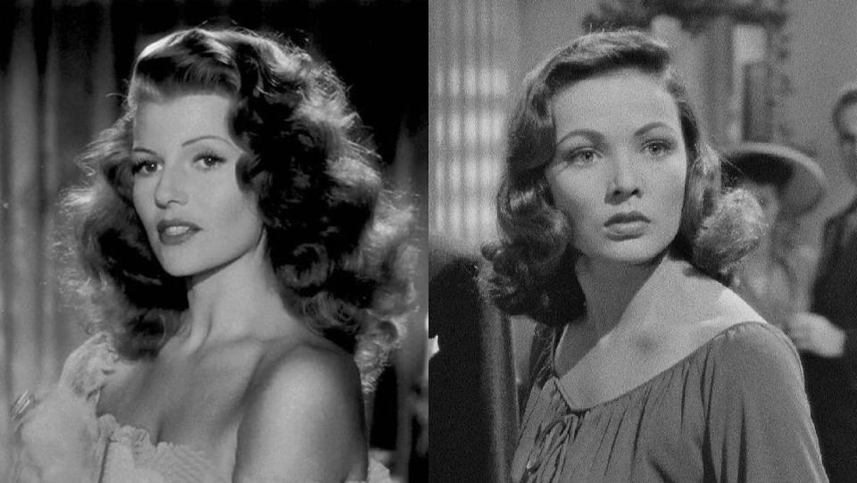 A showdown of two gorgeous women: Rita Hayworth in Gilda and Gene Tierney in Laura.