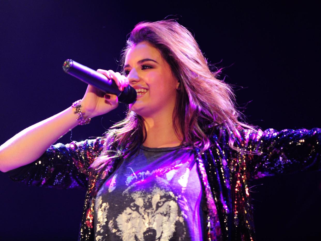 Singer Rebecca Black performs live at the House of Blues on December 23, 2012 in Anaheim, California