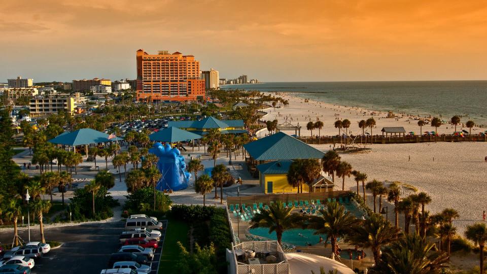 Clearwater Beach sunset high angle.