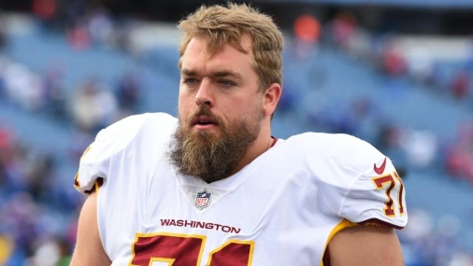 Washington Football Team offensive guard Wes Schweitzer (71) following the game against the Buffalo Bills at Highmark Stadium