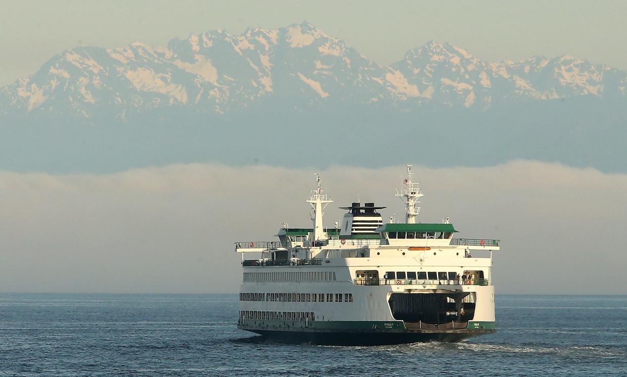 FILE PHOTO - The Washington State Ferry Puyallup heads from Seattle to Bainbridge Island on Tuesday, May 8, 2018.