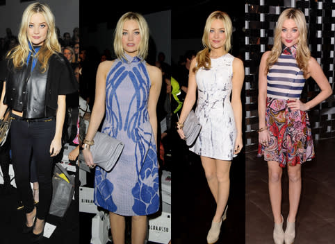 <b>London Fashion Week A/W13: Highlights</b><br><br> Just the four costume changes for Laura Whitmore<br><br>©Rex