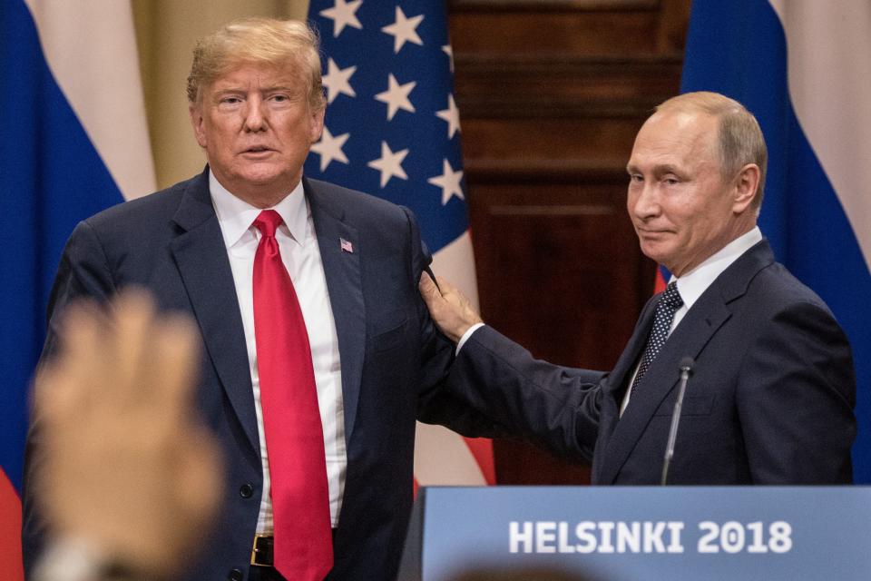 Presidents Donald Trump and Vladimir Putin in Helsinki on July 16, 2018.