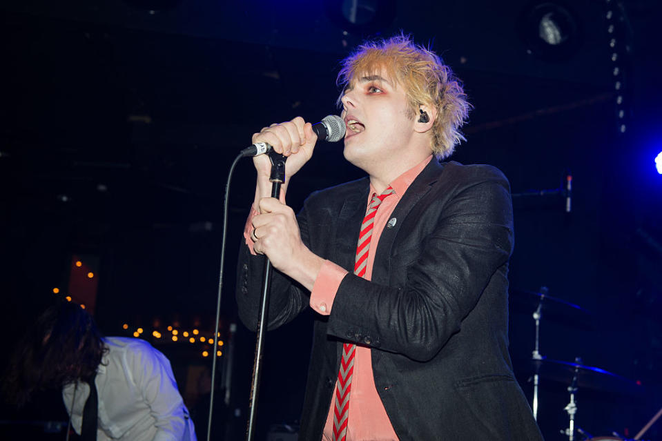 closeup of him singing on stage