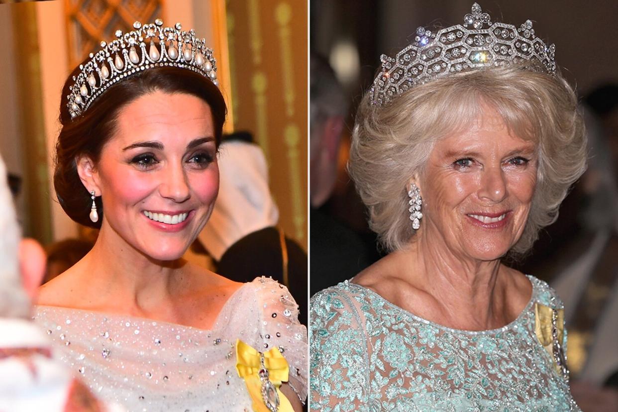 Kate Middleton and Queen Camilla tiaras